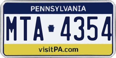 PA license plate MTA4354