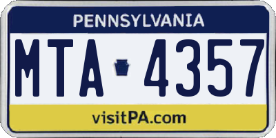 PA license plate MTA4357