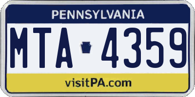PA license plate MTA4359