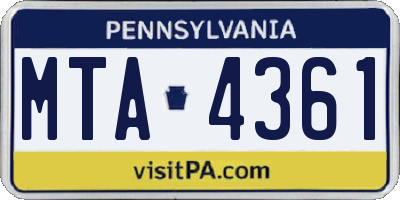 PA license plate MTA4361