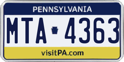 PA license plate MTA4363