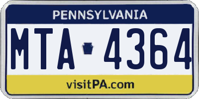 PA license plate MTA4364