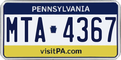 PA license plate MTA4367