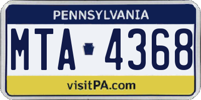 PA license plate MTA4368