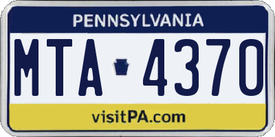 PA license plate MTA4370