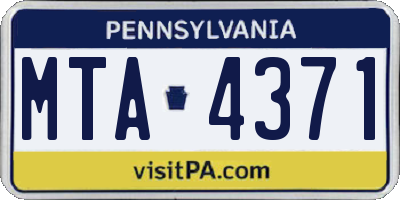 PA license plate MTA4371