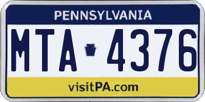 PA license plate MTA4376