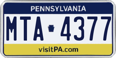 PA license plate MTA4377