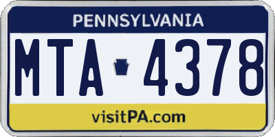 PA license plate MTA4378