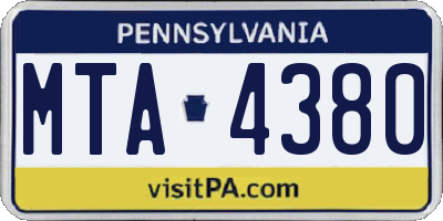 PA license plate MTA4380