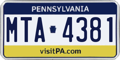 PA license plate MTA4381