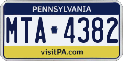 PA license plate MTA4382