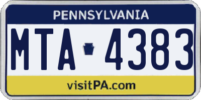 PA license plate MTA4383