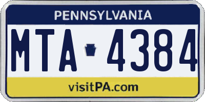 PA license plate MTA4384