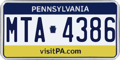 PA license plate MTA4386
