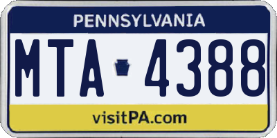PA license plate MTA4388