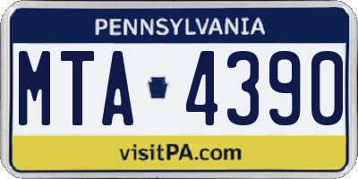 PA license plate MTA4390