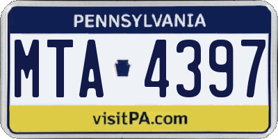 PA license plate MTA4397