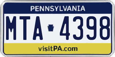 PA license plate MTA4398