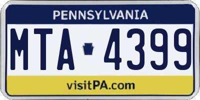 PA license plate MTA4399