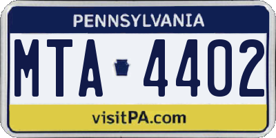 PA license plate MTA4402