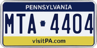 PA license plate MTA4404