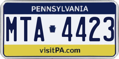 PA license plate MTA4423