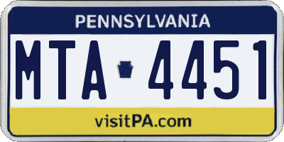 PA license plate MTA4451