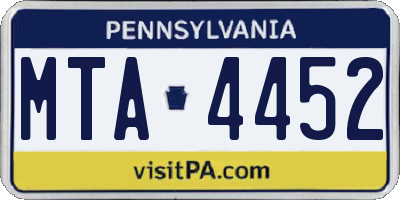 PA license plate MTA4452