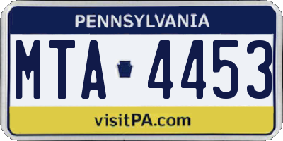 PA license plate MTA4453