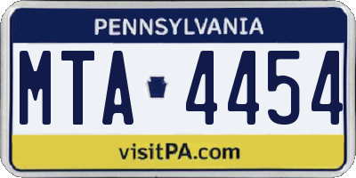 PA license plate MTA4454