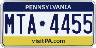 PA license plate MTA4455