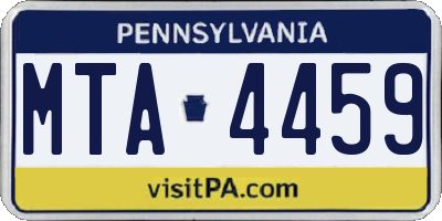 PA license plate MTA4459