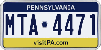 PA license plate MTA4471
