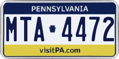 PA license plate MTA4472