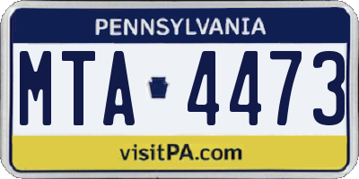 PA license plate MTA4473