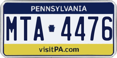 PA license plate MTA4476