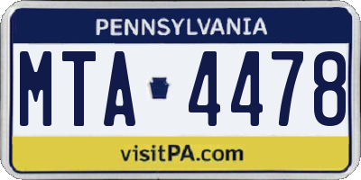 PA license plate MTA4478