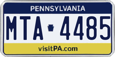 PA license plate MTA4485