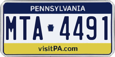 PA license plate MTA4491