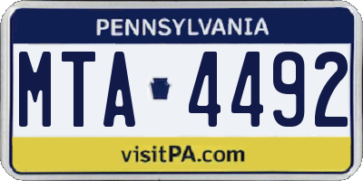 PA license plate MTA4492