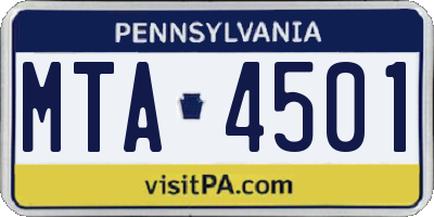 PA license plate MTA4501