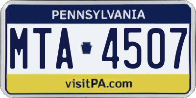 PA license plate MTA4507