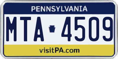 PA license plate MTA4509