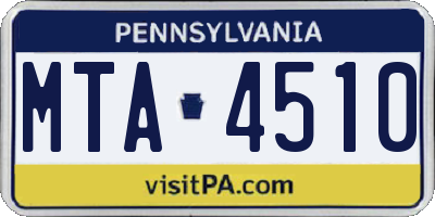 PA license plate MTA4510