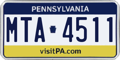 PA license plate MTA4511