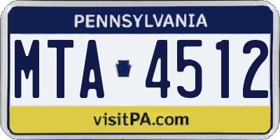 PA license plate MTA4512