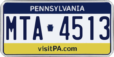 PA license plate MTA4513
