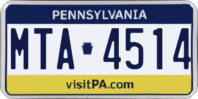 PA license plate MTA4514