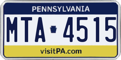 PA license plate MTA4515